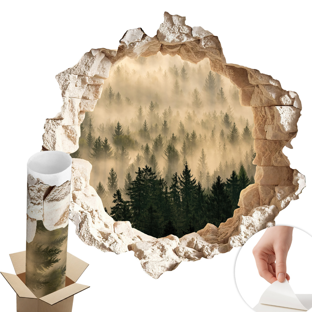 Autocolant decorativ gaură 130x126 Pădurea mistică