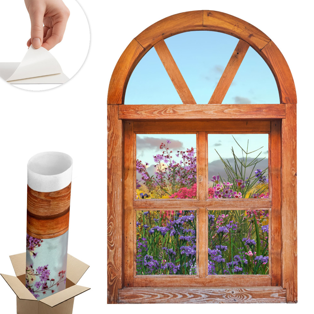 Fototapet fereastră 3d 39x60 Fereastra cu flori