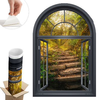 Fototapet fereastră 3d 41x60 Fereastra pădurii