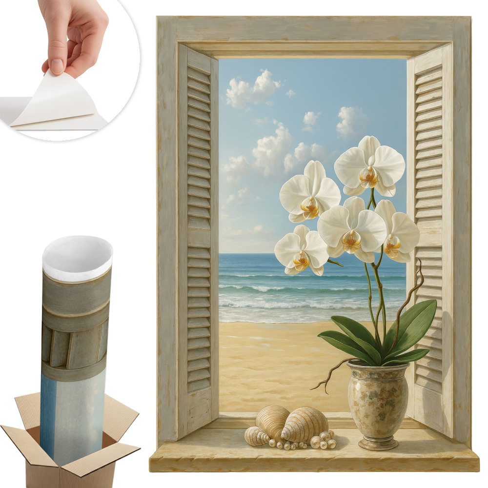Fototapet fereastră 3d 43x60 Fereastra mării