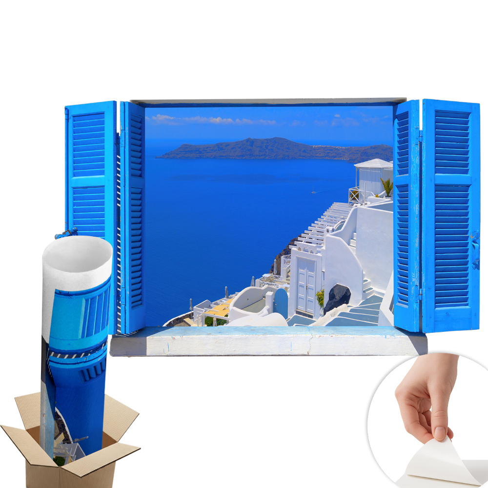 Fototapet fereastră 3d 80x49 peisaj mediteranean