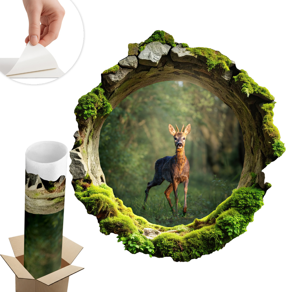 Autocolant gaură în perete 74x80 Idilă în pădure