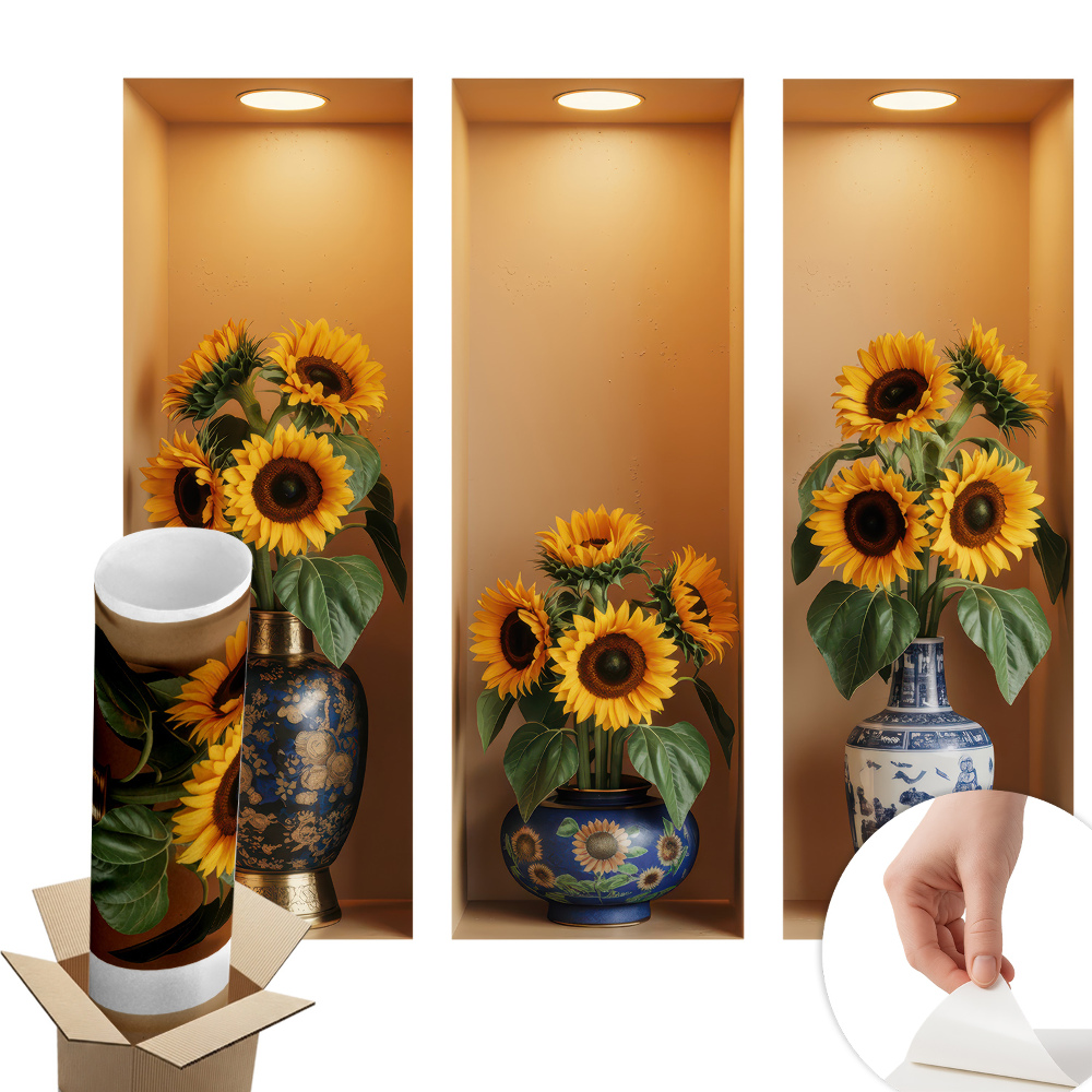 Autocolant 3d perete 80x73 Buchete de floarea-soarelui