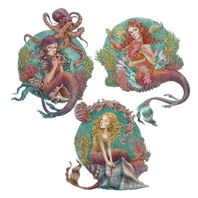 Stickere perete copii 80x106 Sirene de basm în adâncurile oceanului