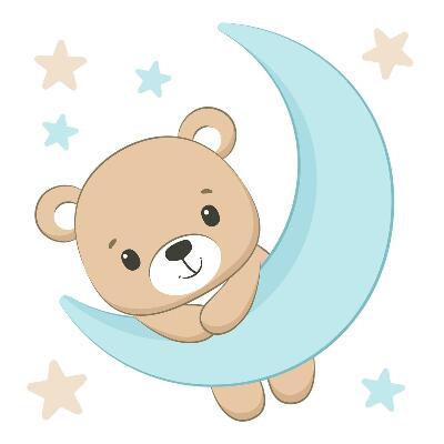 Stickere perete copii 80x88 Un ursuleț de pluș pe Lună, înconjurat de stele pastelate