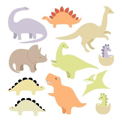 Stickere perete copii 80x113 Dinozauri pastelate într-un stil dulce