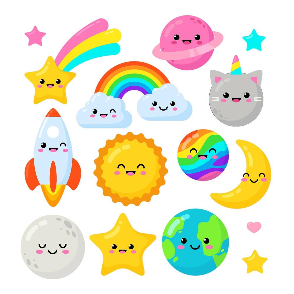 Stickere perete copii 80x134 Ilustrație galactică cu planete curcubeu