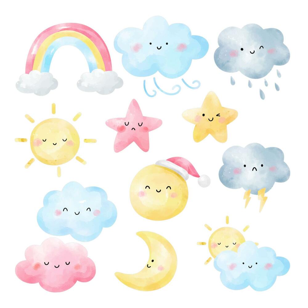 Stickere perete copii 80x119 Accente delicate de acuarelă ale naturii pe cer