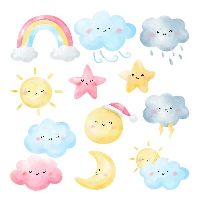 Stickere perete copii 80x119 Accente delicate de acuarelă ale naturii pe cer