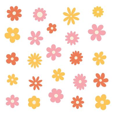 Stickere perete copii 80x112 Motive florale multicolore într-un stil delicat