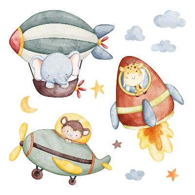 Stickere perete copii 80x121 Cer în acuarelă cu animale zburătoare
