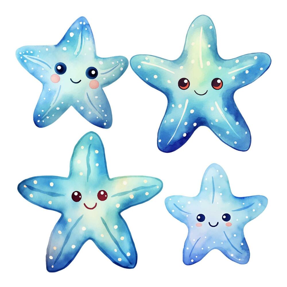 Stickere perete copii 80x85 Stea de mare zâmbitoare drăguță pe albastru