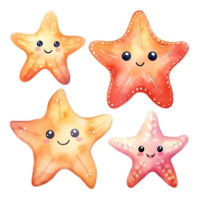 Stickere perete copii 80x87 Stea de mare zâmbitoare în pasteluri delicate