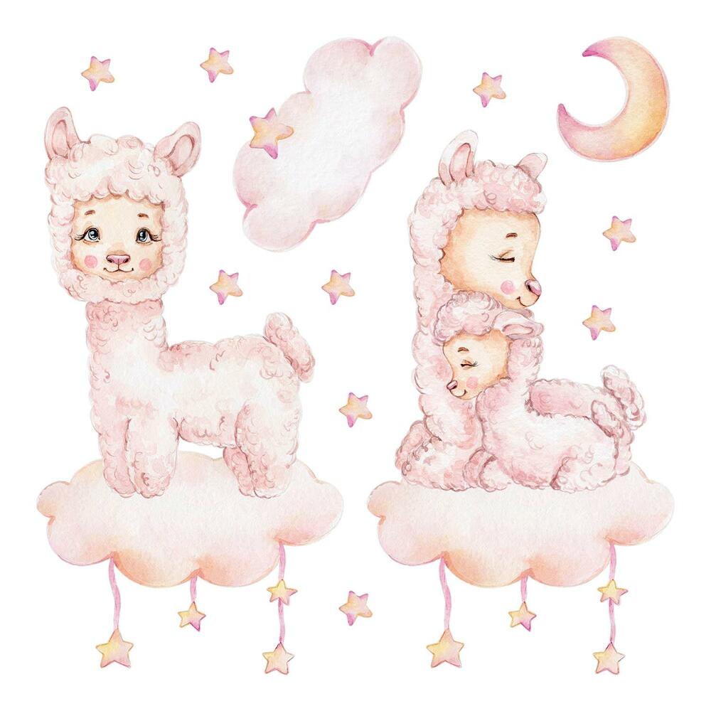 Stickere perete copii 80x144 Oi în acuarelă în nori pastelați