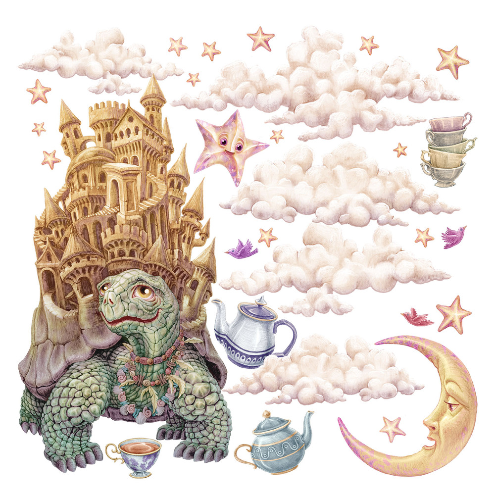 Stickere perete copii 80x103 Desene pastelate cu animale din regatul magic