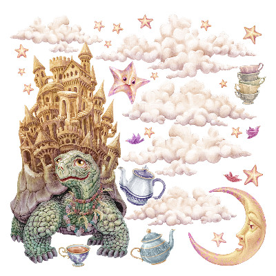 Stickere perete copii 80x103 Desene pastelate cu animale din regatul magic