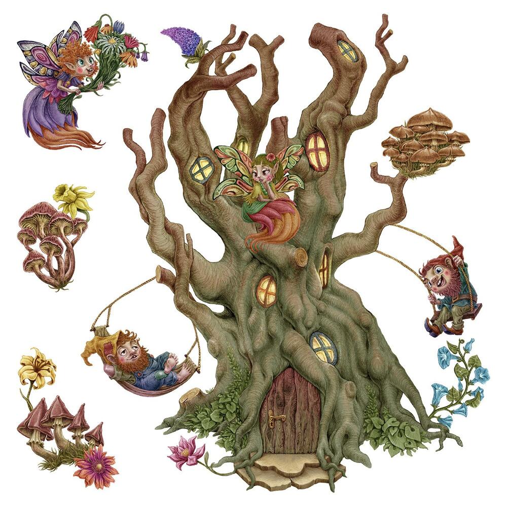 Stickere camera copiilor 60x96 Pitici și zâne în pădurea fermecată