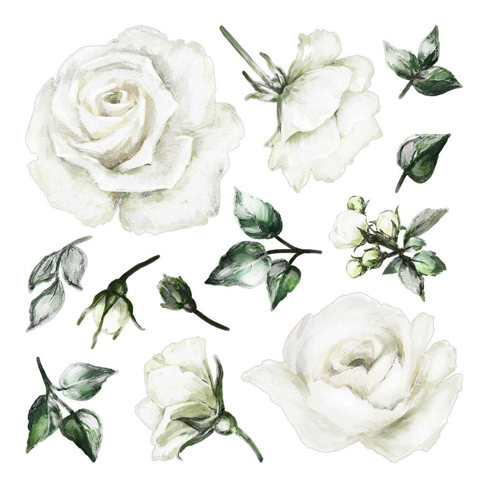 Stickere camera copiilor 60x103 Trandafiri și frunze în nuanțe delicate