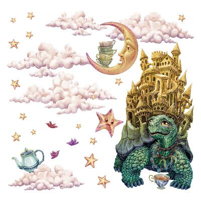 Autocolante pereți copii100x129 Universul desenelor animate al faunei