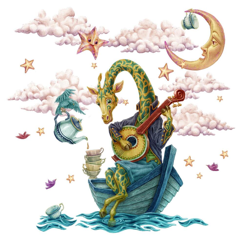 Autocolante pereți copii100x137 O lume de desene animate plină de magie a faunei