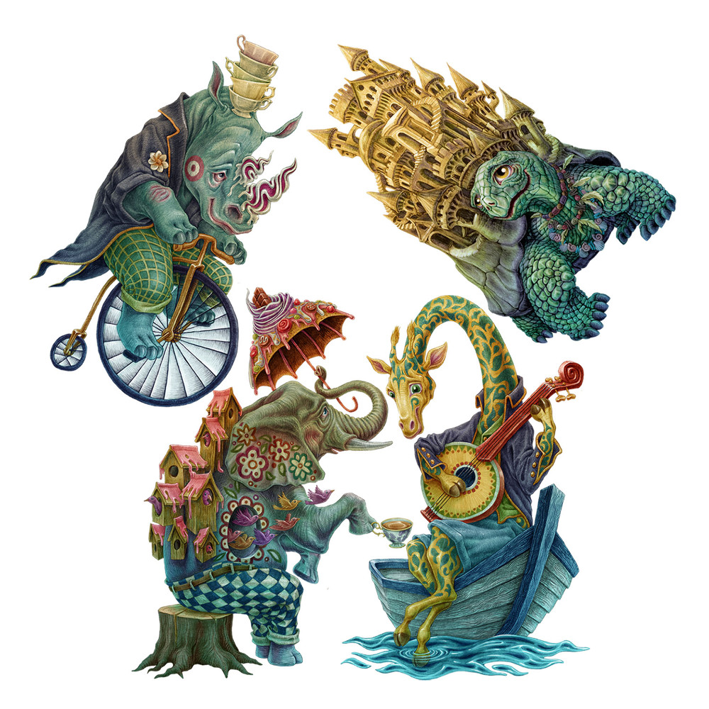 Autocolante perete130x158 Creaturi magice sub formă de desene animate