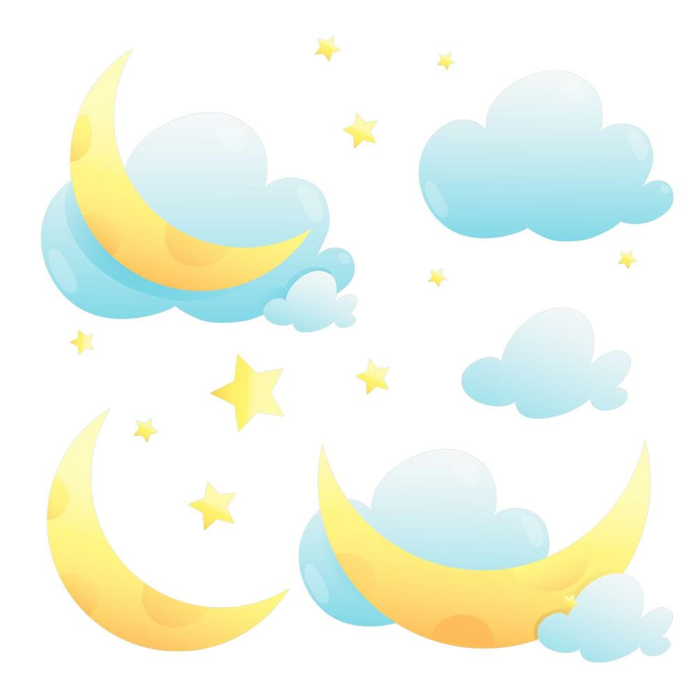 Autocolante perete130x208 Nori de lună cu stele sclipitoare