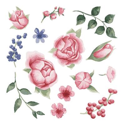 Autocolante perete130x166 Bujori subtili într-o versiune în acuarelă