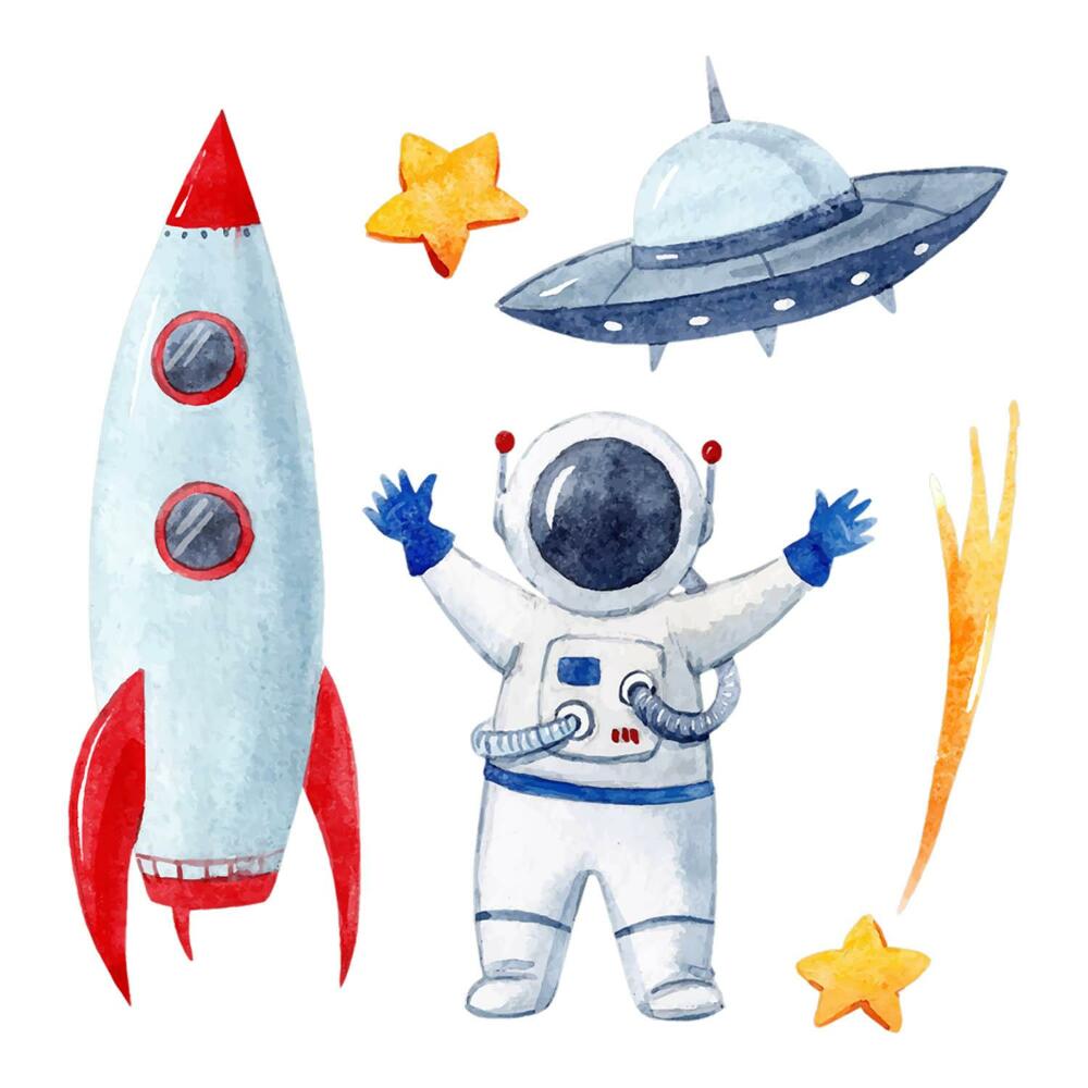 Autocolante perete130x221 Univers pastelat în stil acuarelă