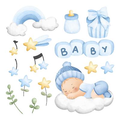 Autocolante perete130x209 Modele pentru copii într-un stil pastel delicat