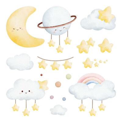 Autocolante perete130x176 Motive spațiale în acuarelă pastelată