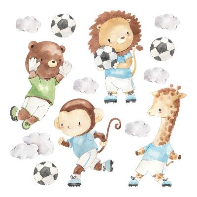 Autocolante perete130x189 Animale pastelate jucând fotbal