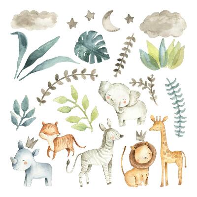 Autocolante perete130x206 Safari sălbatic în stil boho acuarelă