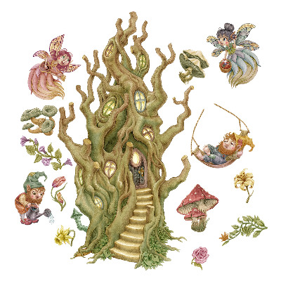 Autocolante perete130x173 Pitici și zâne în pădurea magică