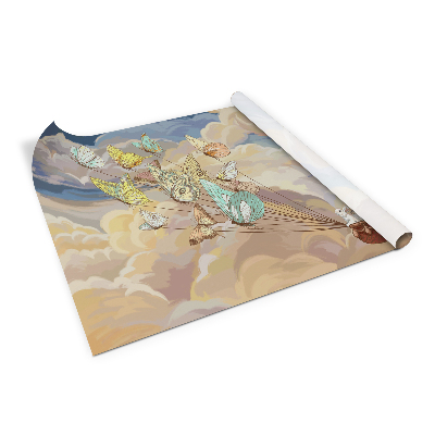 Folie autocolanta mobila Fluturi, iepure, ursuleț de pluș, cer