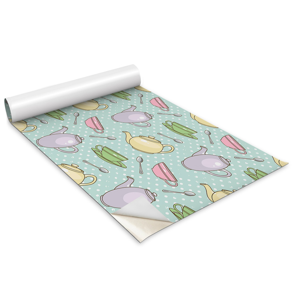 Folie autocolanta mobila Un ibric și cești colorate