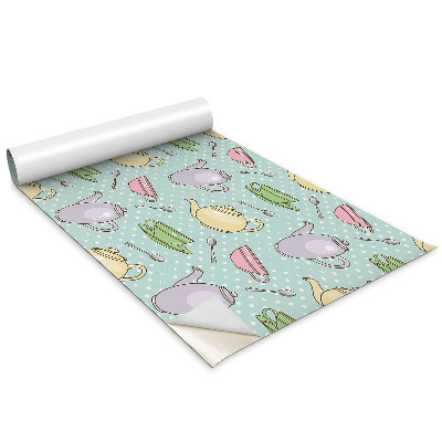 Folie autocolanta mobila Un ibric și cești colorate