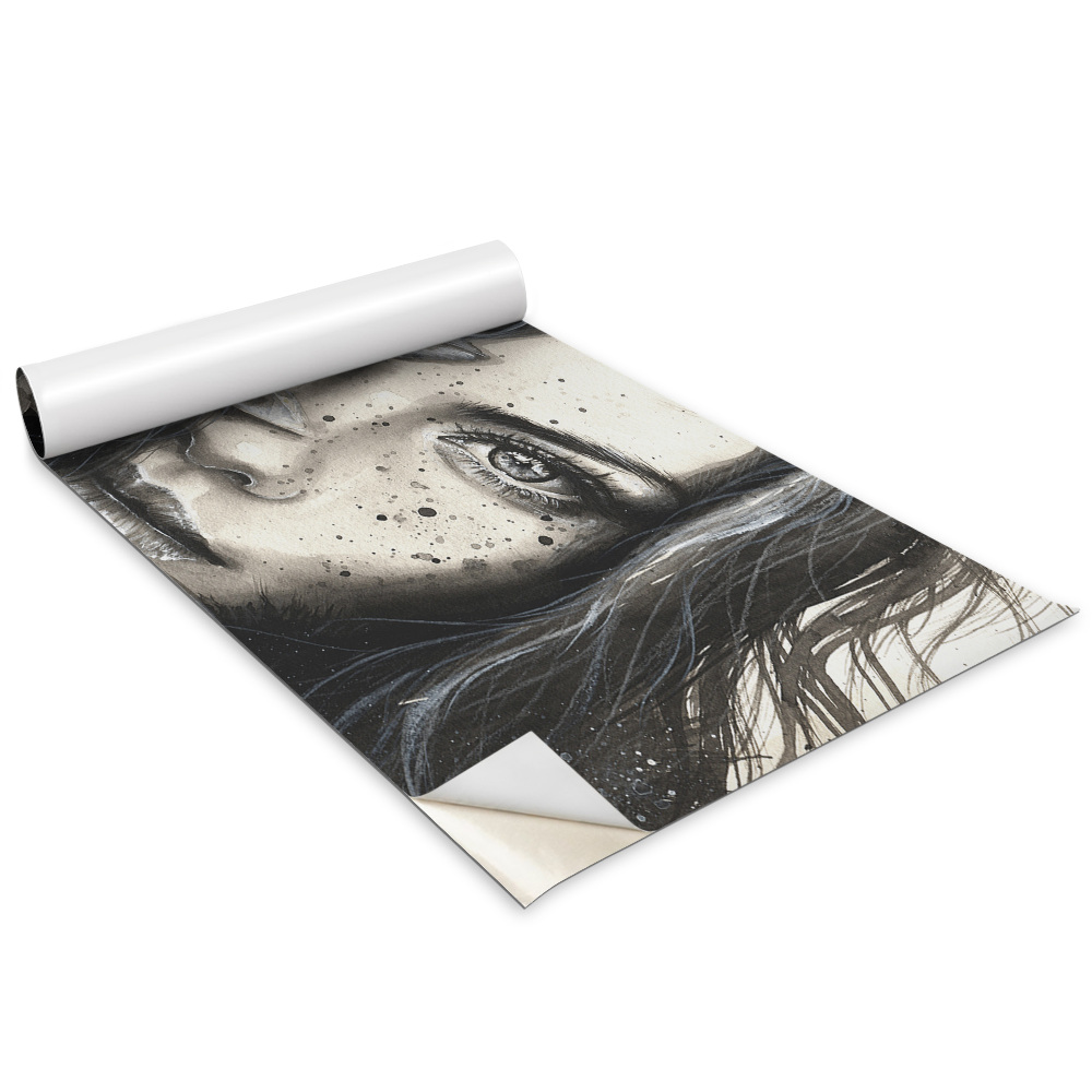 Autocolant pentru mobila Femeie cu un pană