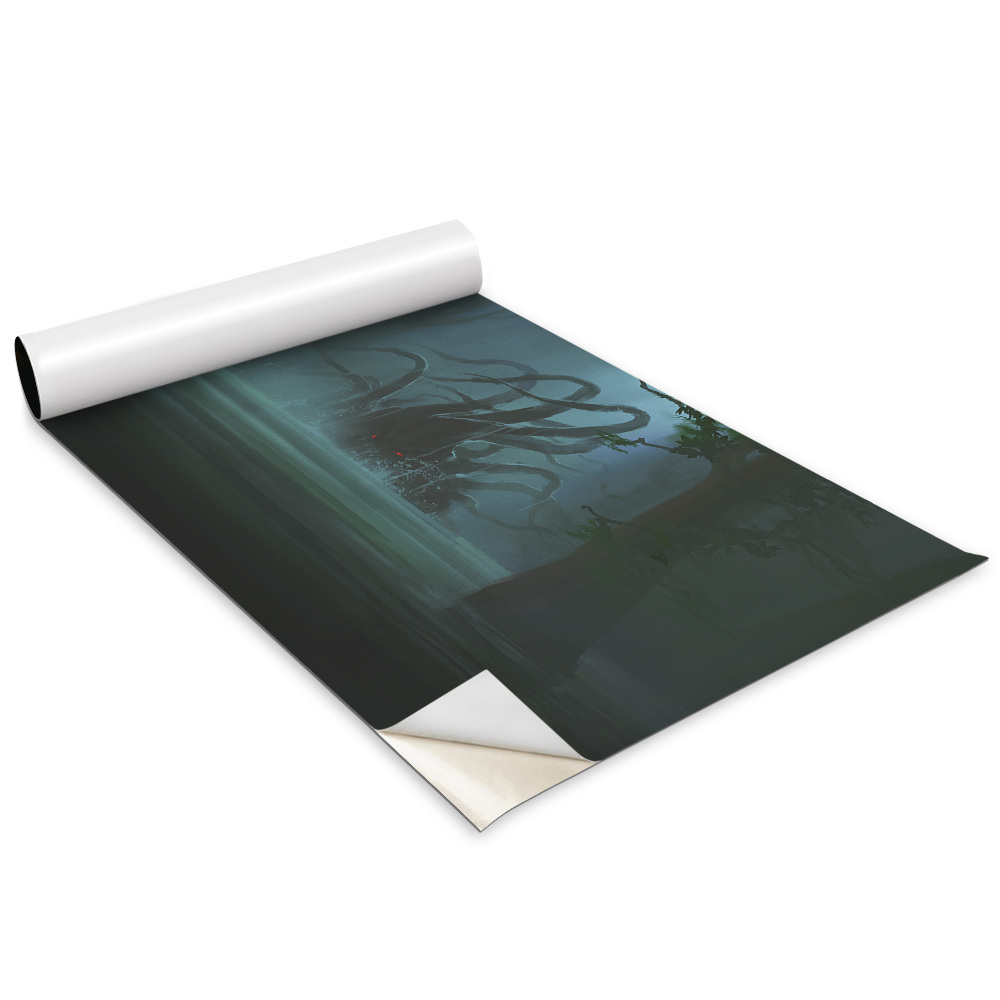 Folie autocolanta mobila Omul pe o barcă, monstrul din adâncuri