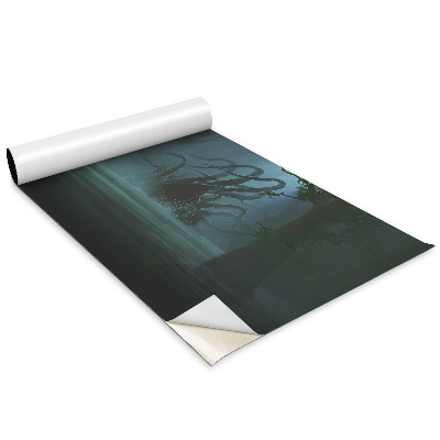 Folie autocolanta mobila Omul pe o barcă, monstrul din adâncuri