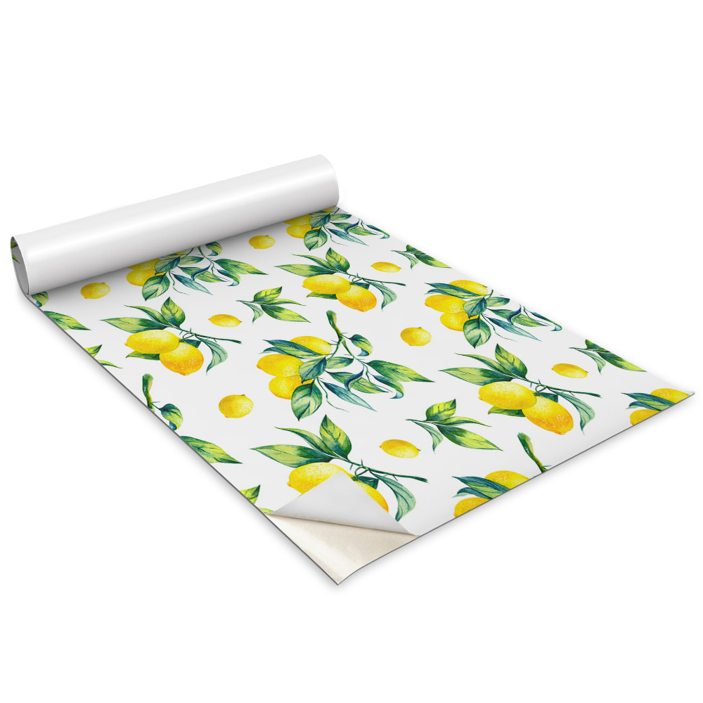 Folie autoadeziva pentru mobila Crenguțe de frunze și lămâi