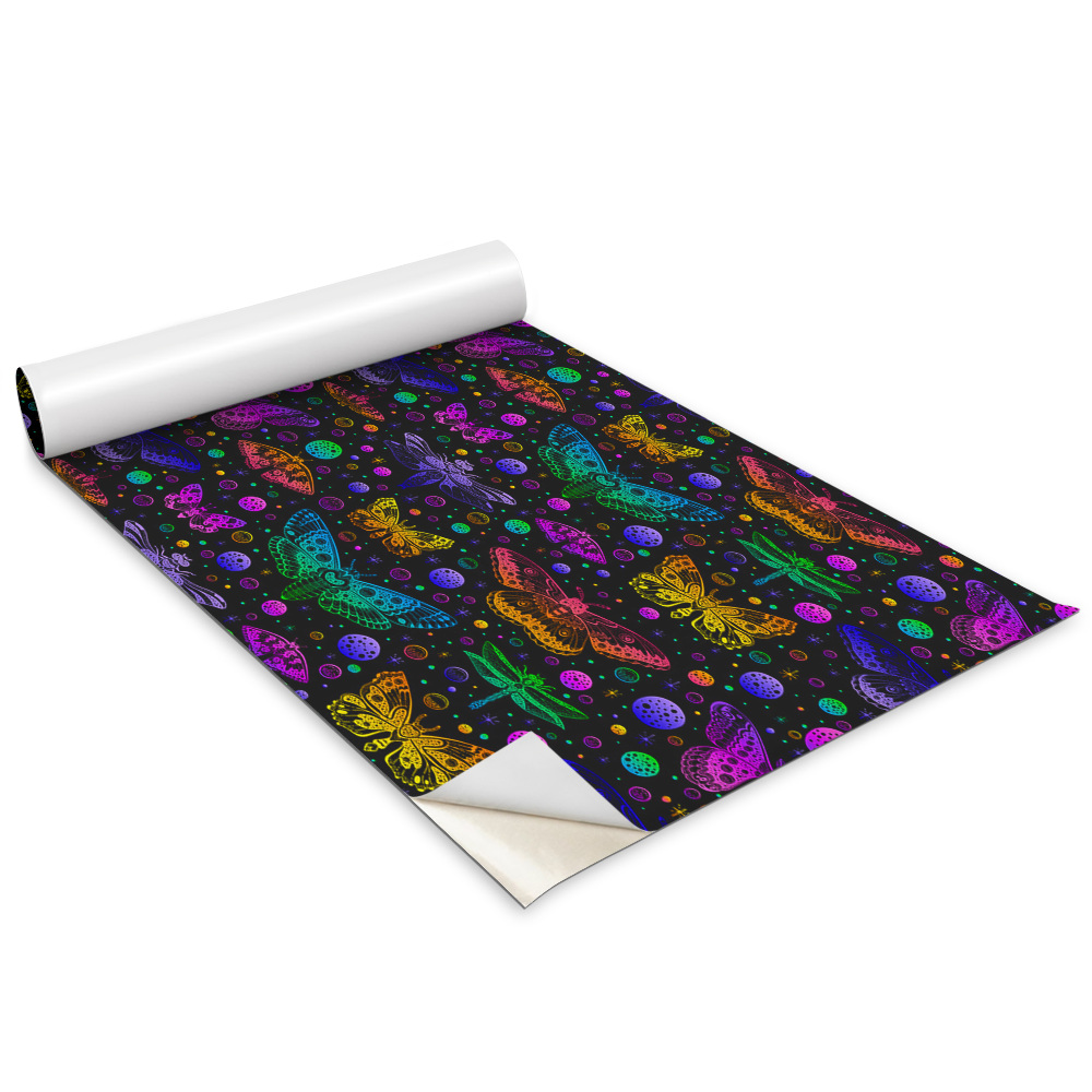 Autocolant pentru mobila Model psihedelic de fluturi, molii, libelule