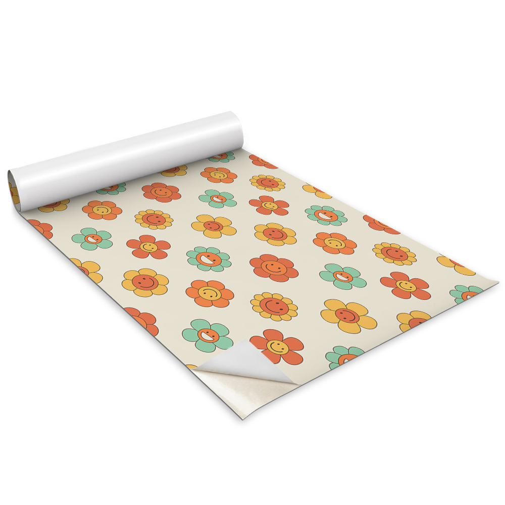 Autocolant pentru mobila Model clasic anii '70 Flori vesele