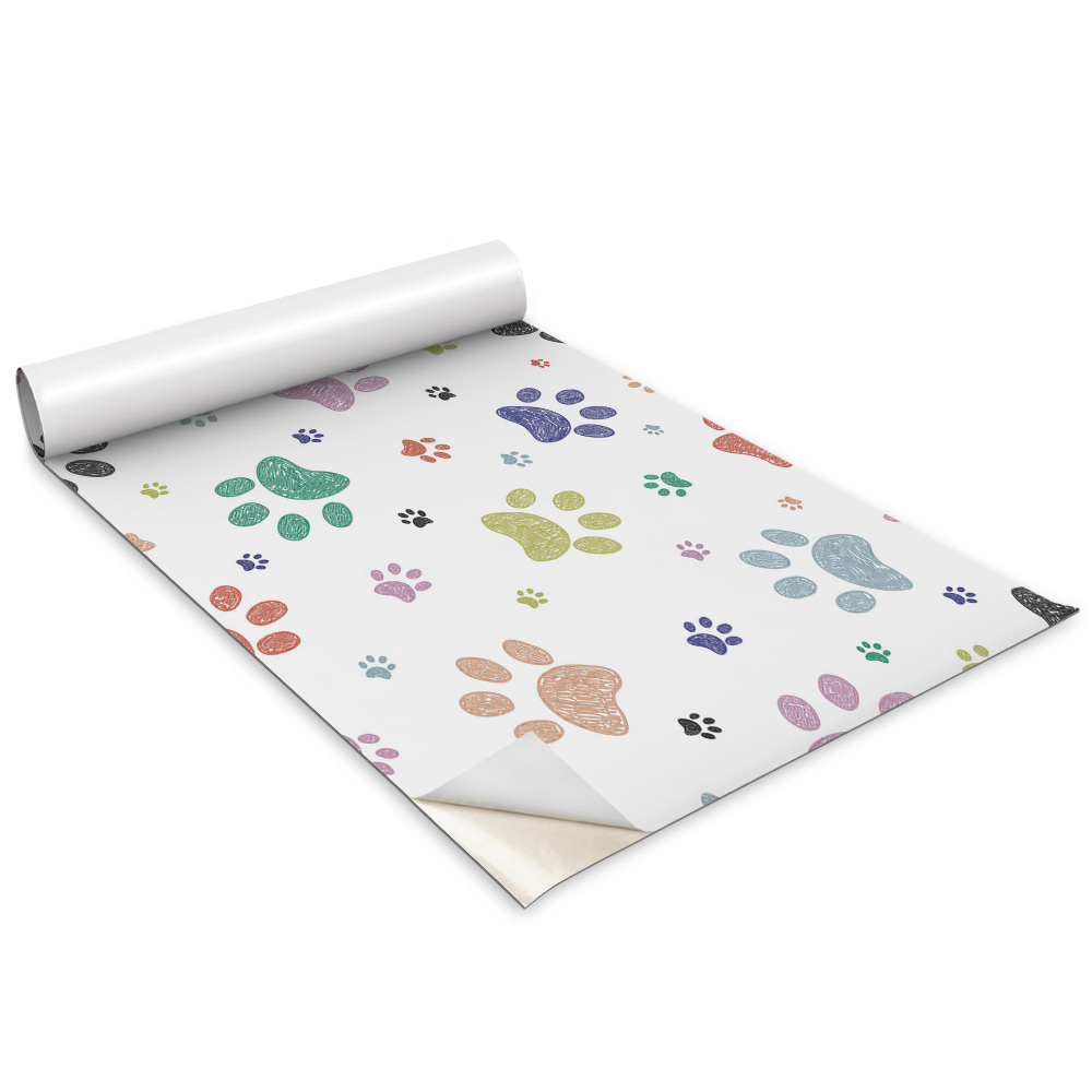 Folie autoadeziva pentru mobila Labe de câine drăguțe și colorate