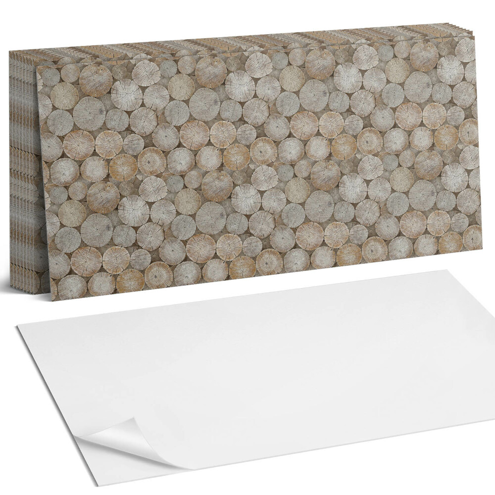 Panou decorativ bucatarie Model cu cercuri de lemn