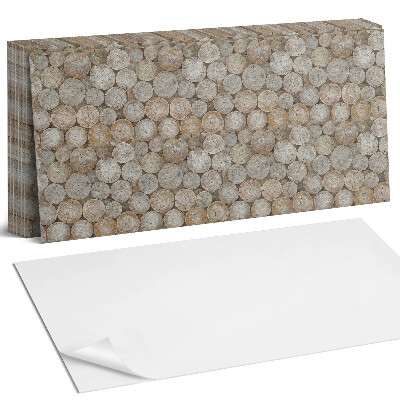 Panou decorativ bucatarie Model cu cercuri de lemn