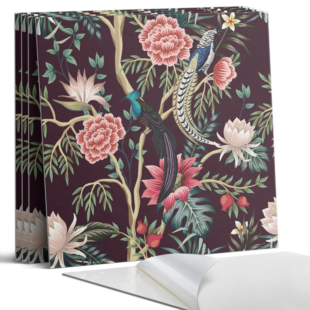 Panou perete Model floral cu păsări