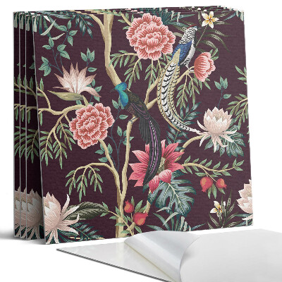 Panou perete Model floral cu păsări