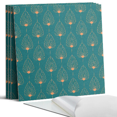 Panou perete pătrat Model de frunze cu cercuri