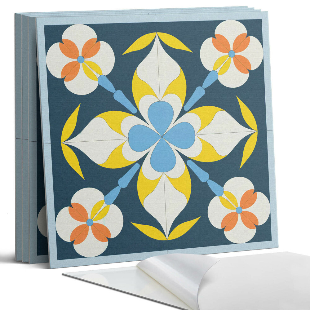 Panou perete pătrat Model floral pe fundal