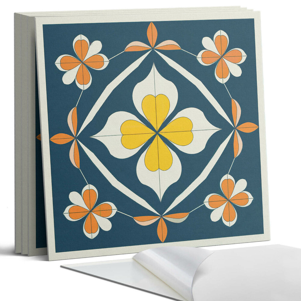 Panou decorativ bucatarie Model floral cu simetrie